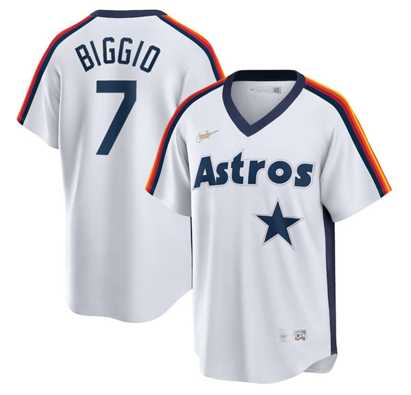 Men's Houston Astros #7 Craig Biggio White Cool Base Stitched Jersey
